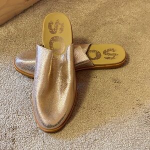 Sorel Shimmering Gold Mules